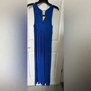 Matty M Cobalt Blue Pleated Maxi Dress